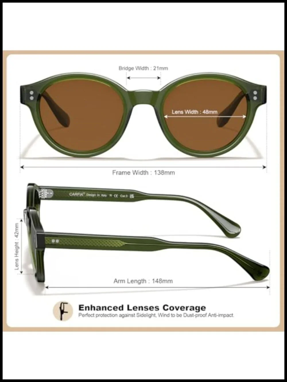 Womens Acetate Polarized Sunglasses Retro Round Cat Eye UV Protection